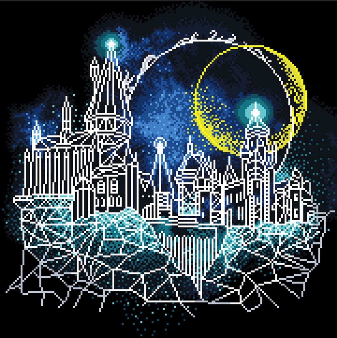 Camelot Dotz Diamond Art Kit 20.2X20.2-Harry Potter - Moon Over Hogwarts